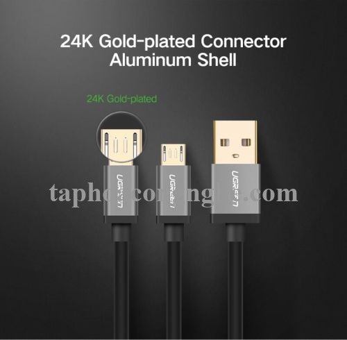 Ugreen 40347 0.5M màu Đen Cáp sạc truyền dữ liệu USB 2.0 sang 2 đầu MICRO USB cao cấp US196 30040347